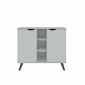 Designed To Furnish Hampton Buffet Stand Cabinet with 7 Shelves & Solid Wood Legs in White, 33.86 x 39.37 x 21.26 in. DE1831157